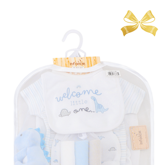 INFANCIE 10-Pc Essential Layette Gift Set (Blue Dino)