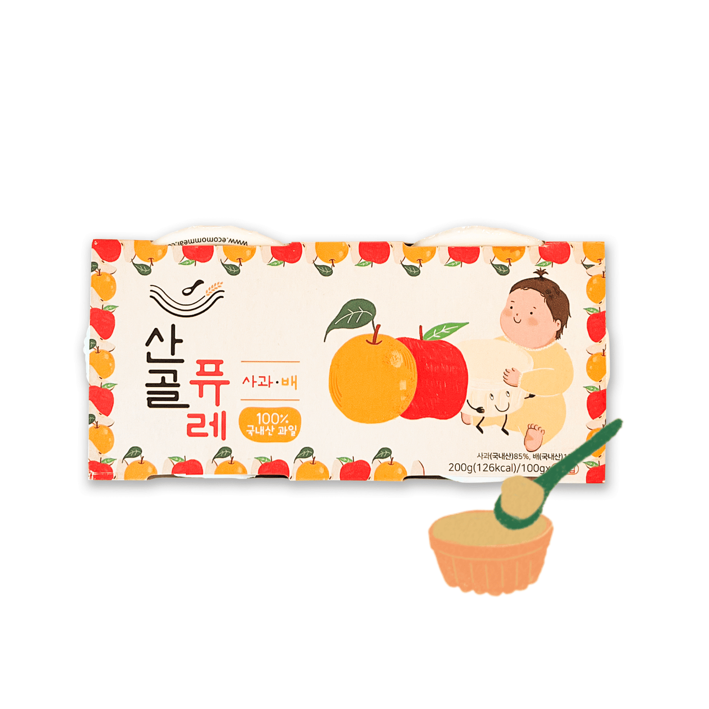 Ecomommeal - Real Fruit Puree (Apple & Korean Pear) 100g x 2