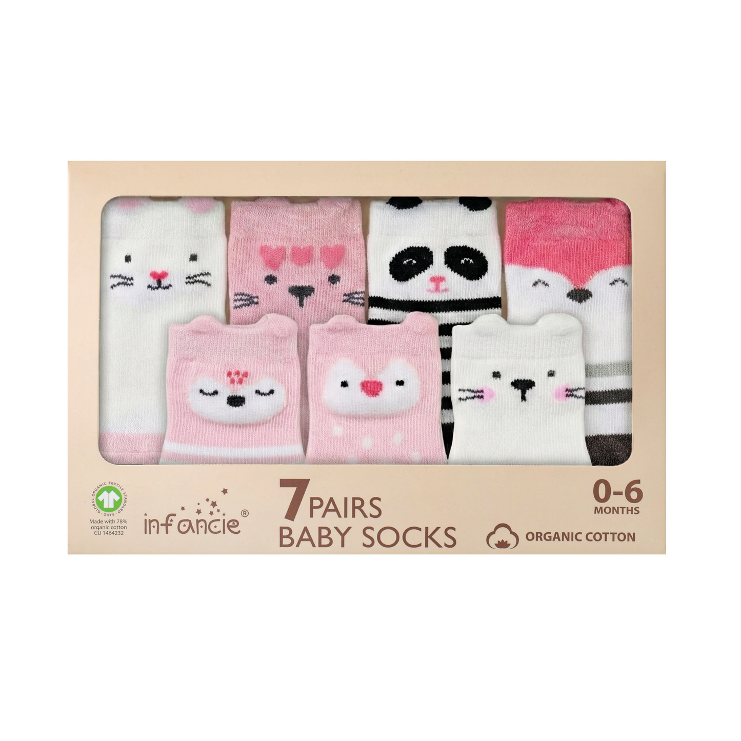 Infancie 7-Pk Anti-Slip Baby Socks Gift Box (Sweetheart Pals, 0-6m)