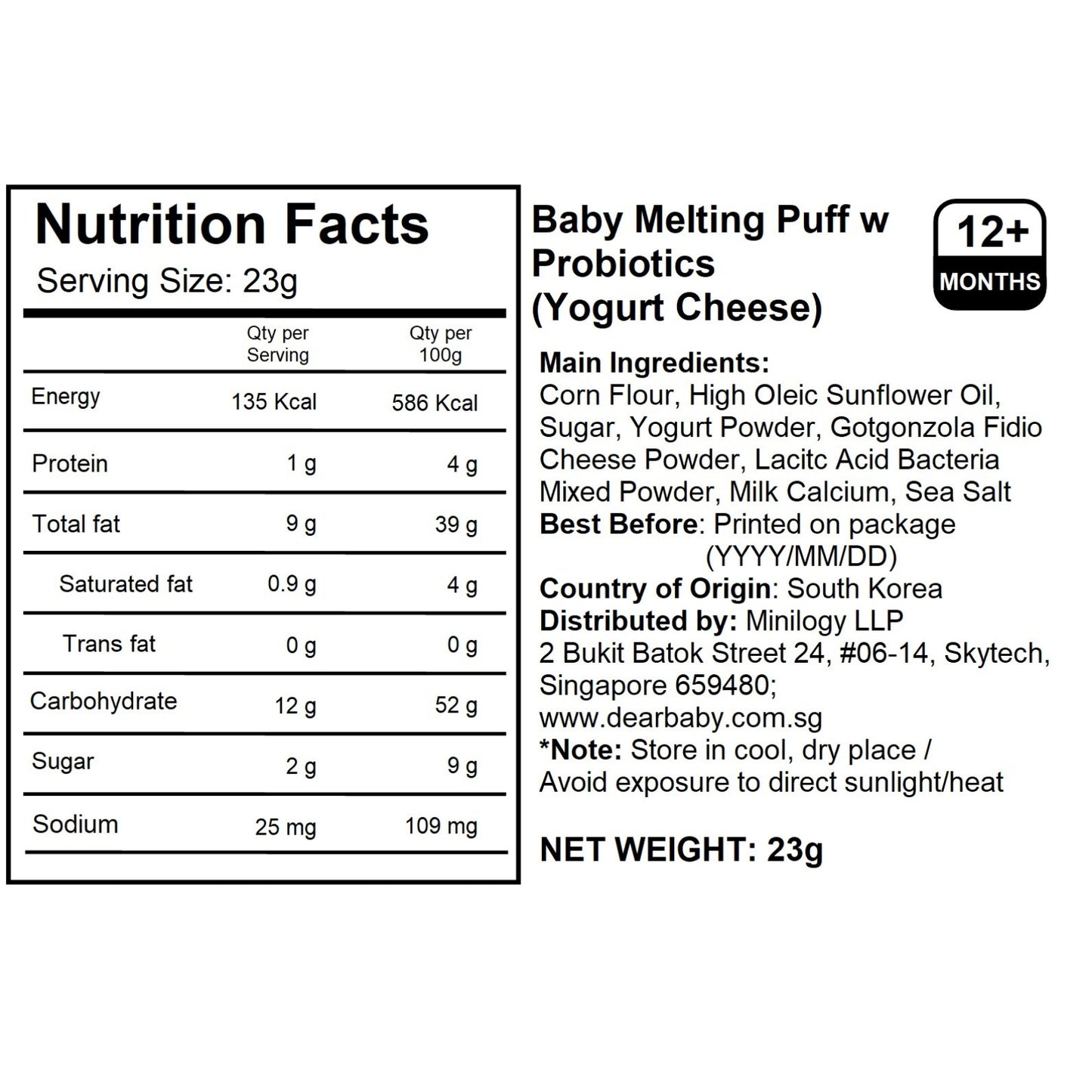 BeBecook - Baby Melting Puff w Probiotics (Yoghurt Cheese) 23g