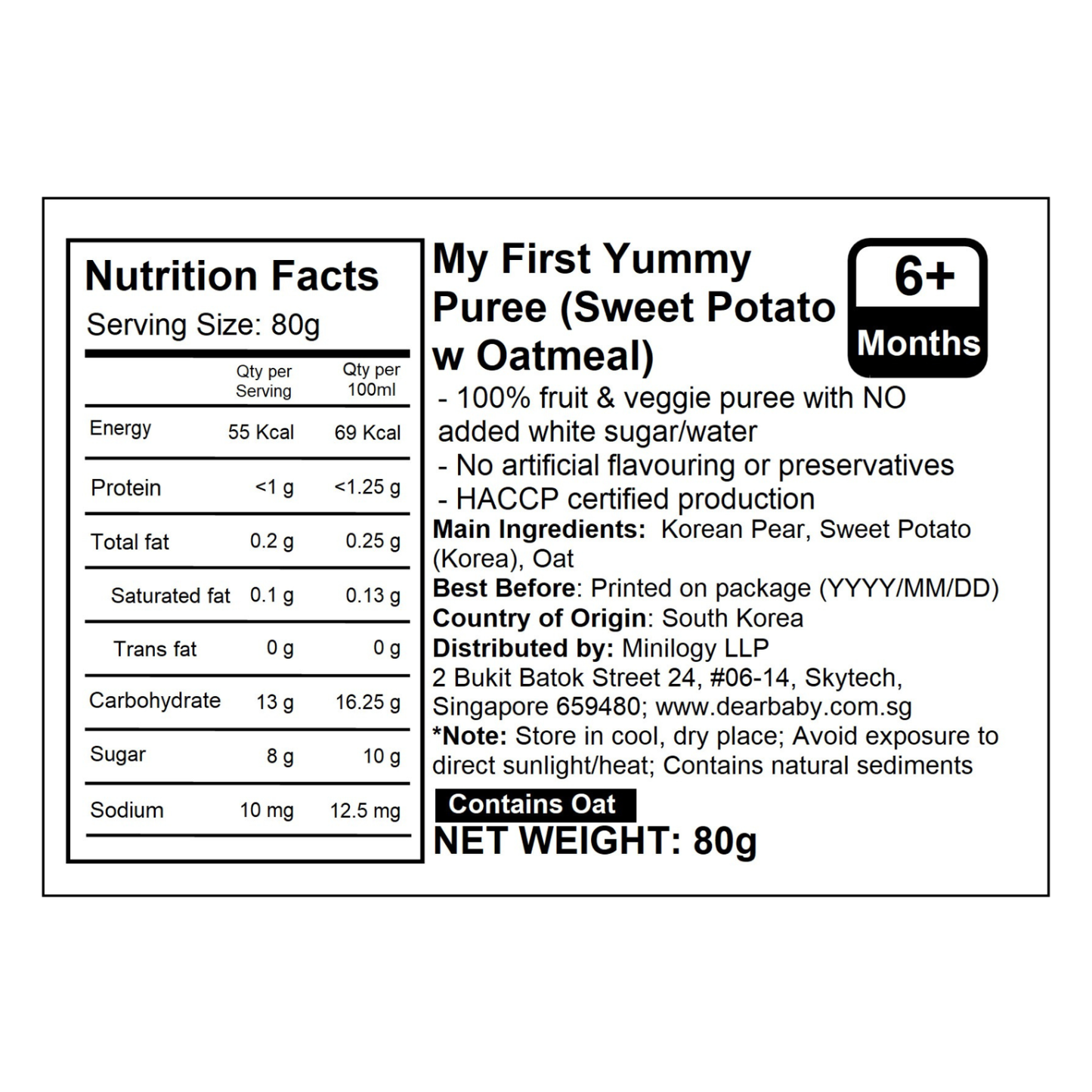 BeBecook - My First Yummy Puree (Sweet Potato w Oatmeal) 80g