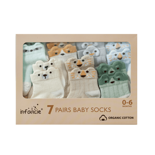 Infancie 7-Pk Anti-Slip Baby Socks Gift Box (Little Critters, 0-6m)