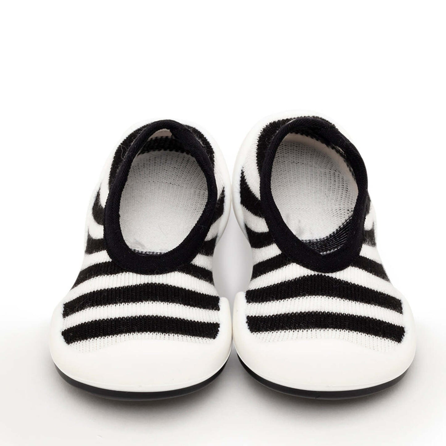 Komuello - Baby Sock Shoes (Flat Black Stripe)