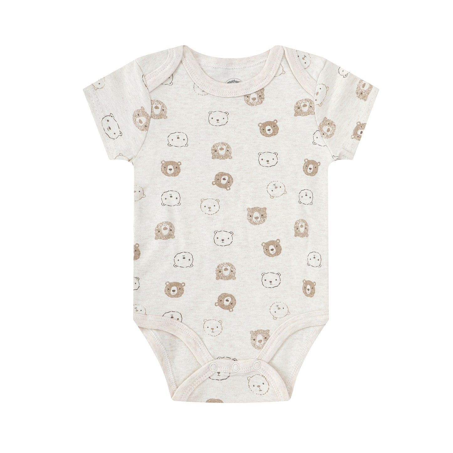 MOTHER'S CHOICE 3-Pc 100% Cotton Short Sleeve Bodysuits (Beige, Bear, Little Bear Hugs)