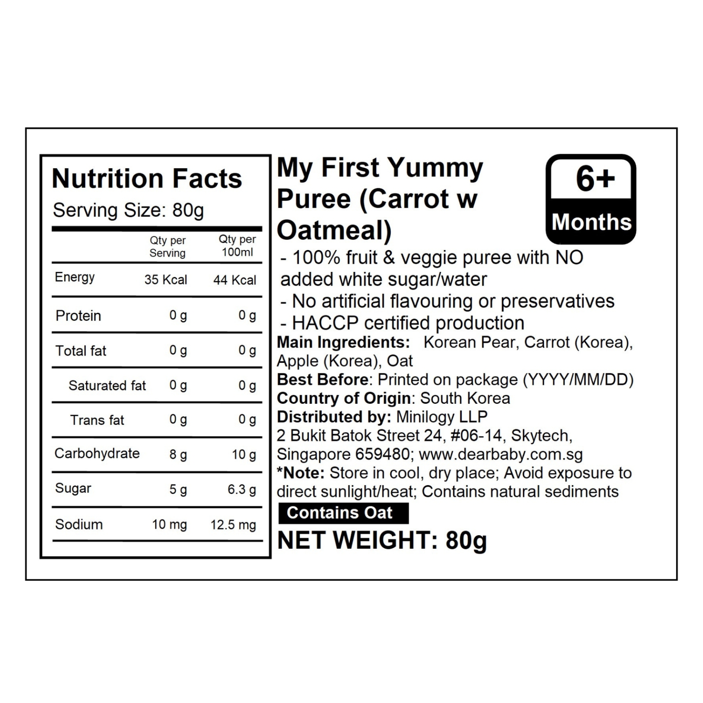 BeBecook - My First Yummy Puree (Carrot w Oatmeal) 80g