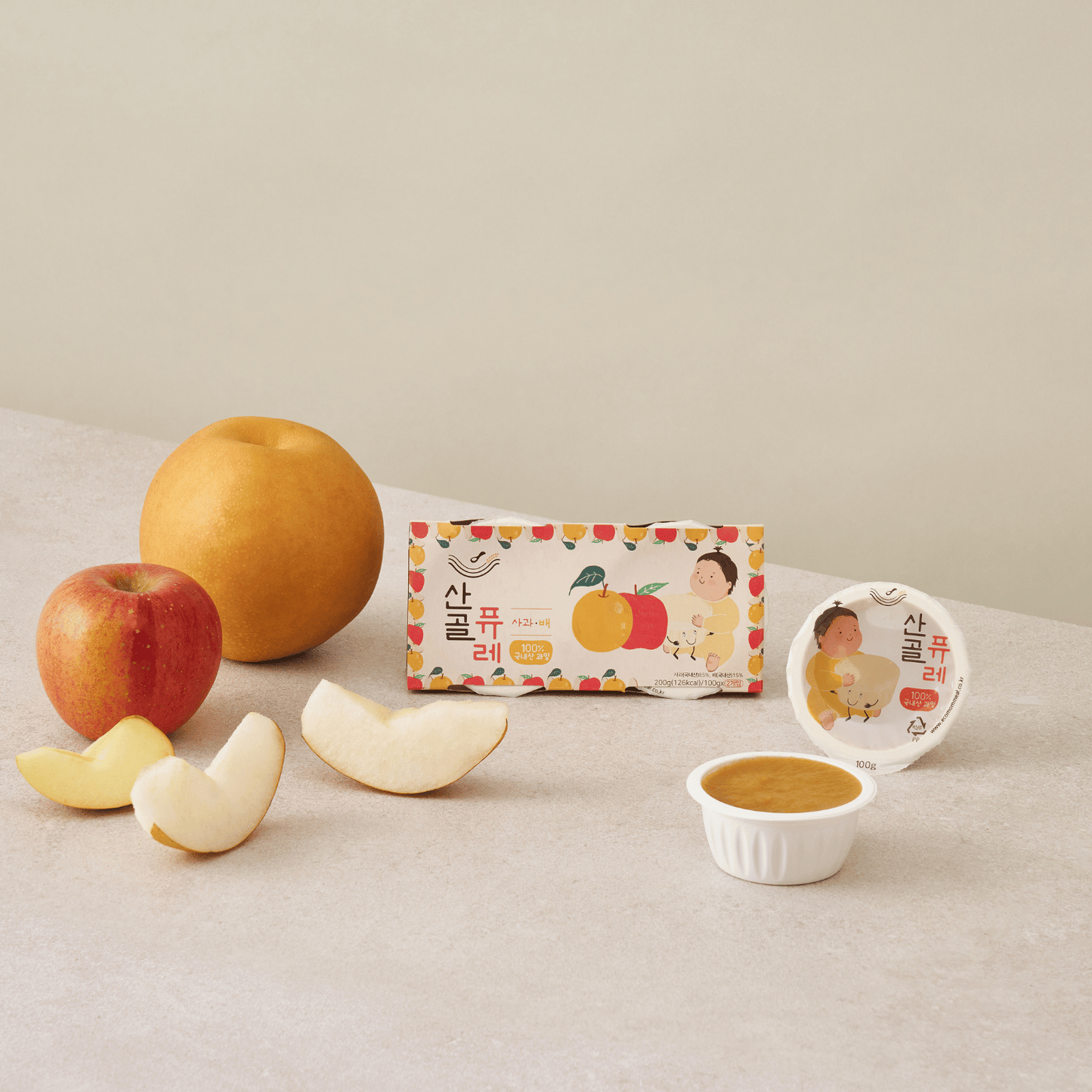 Ecomommeal - Real Fruit Puree (Apple & Korean Pear) 100g x 2