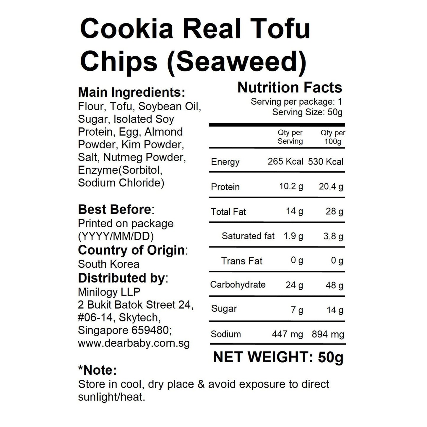 Cookia - Real Tofu Chips (Seaweed) 50g