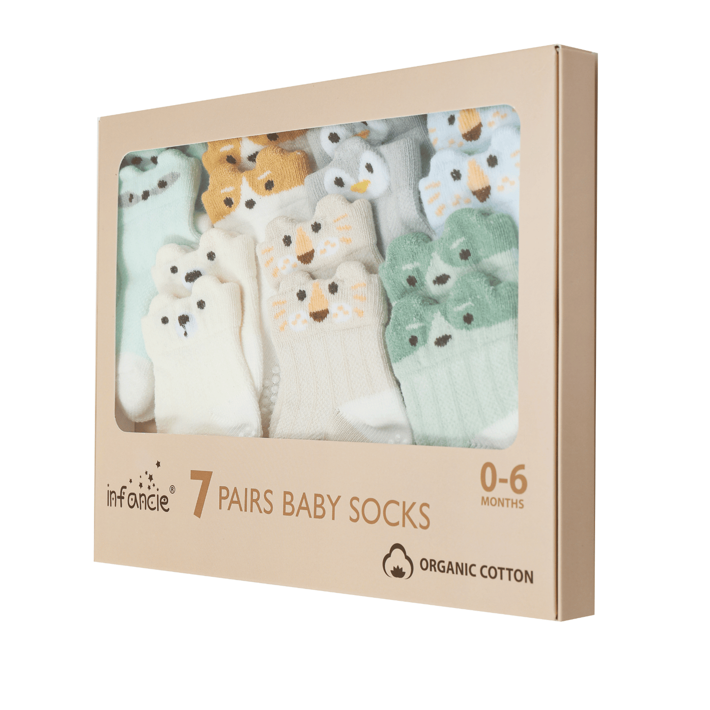 Infancie 7-Pk Anti-Slip Baby Socks Gift Box (Little Critters, 0-6m)