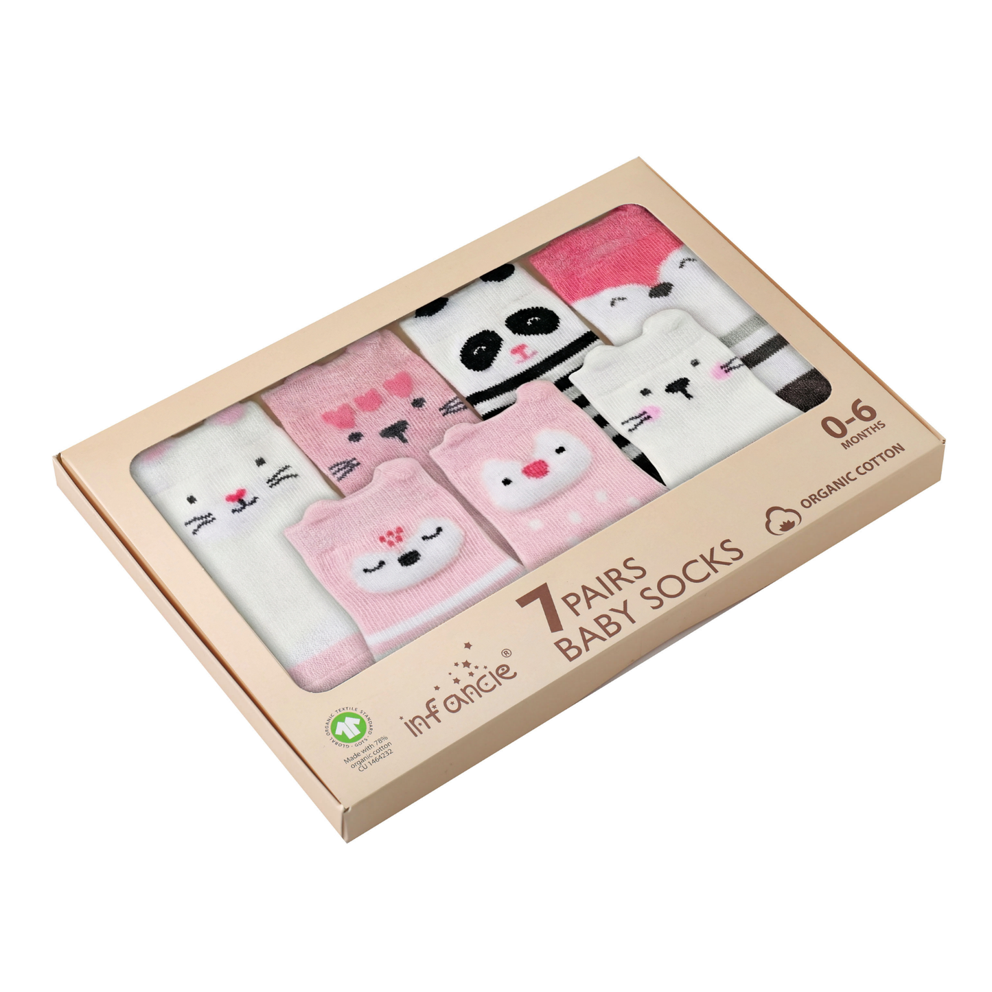 Infancie 7-Pk Anti-Slip Baby Socks Gift Box (Sweetheart Pals, 0-6m)