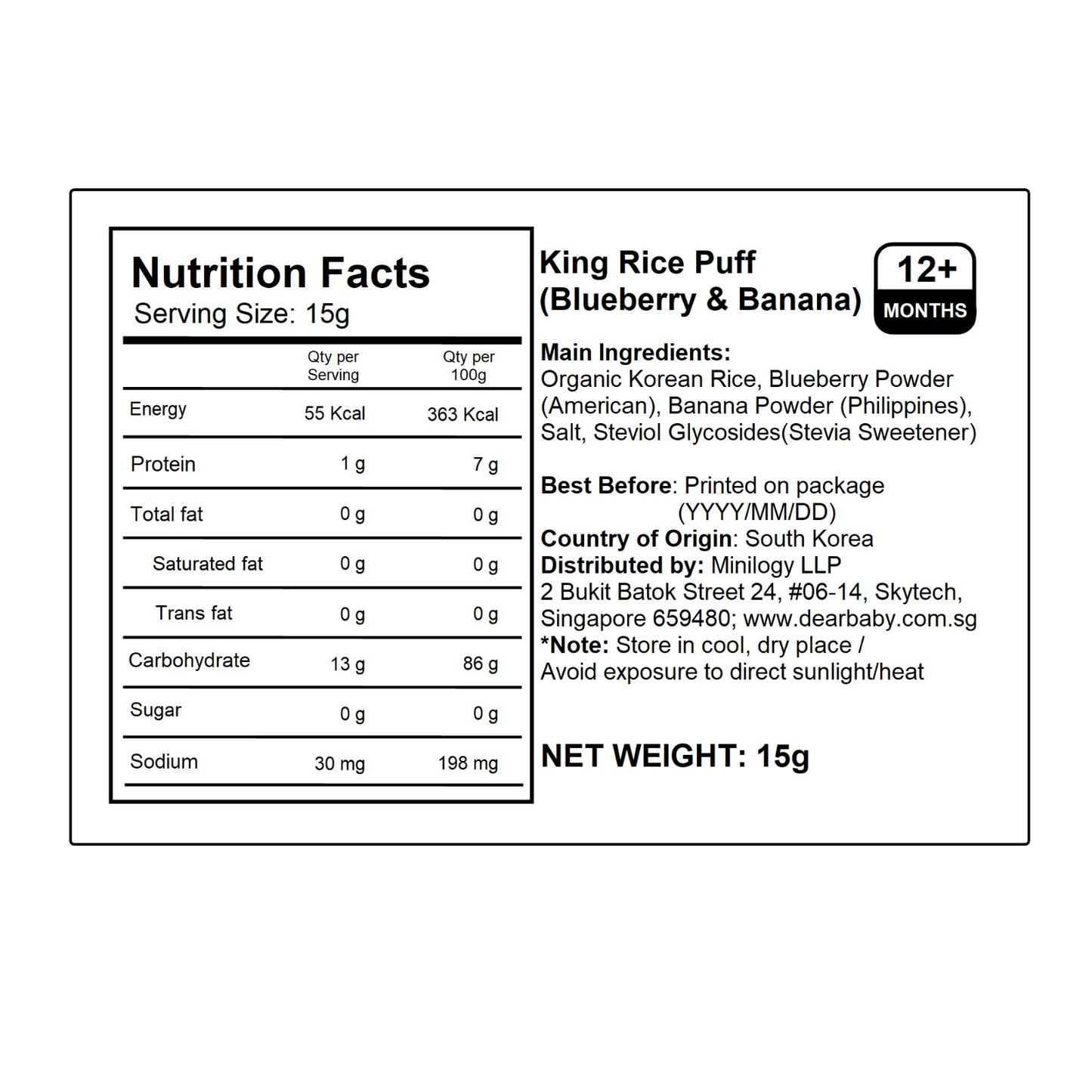 BeBecook - King Rice Puff (Blueberry & Banana) 15g
