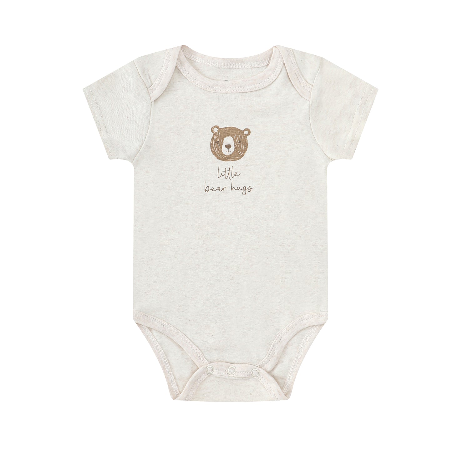 MOTHER'S CHOICE 3-Pc 100% Cotton Short Sleeve Bodysuits (Beige, Bear, Little Bear Hugs)