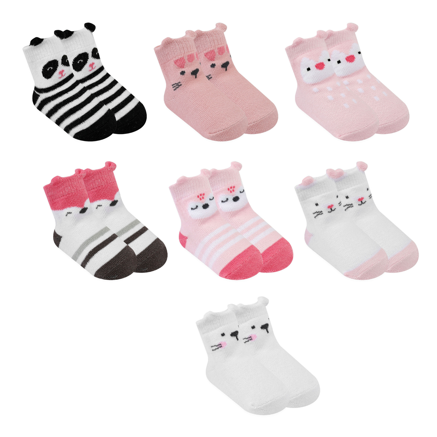 Infancie 7-Pk Anti-Slip Baby Socks Gift Box (Sweetheart Pals, 0-6m)