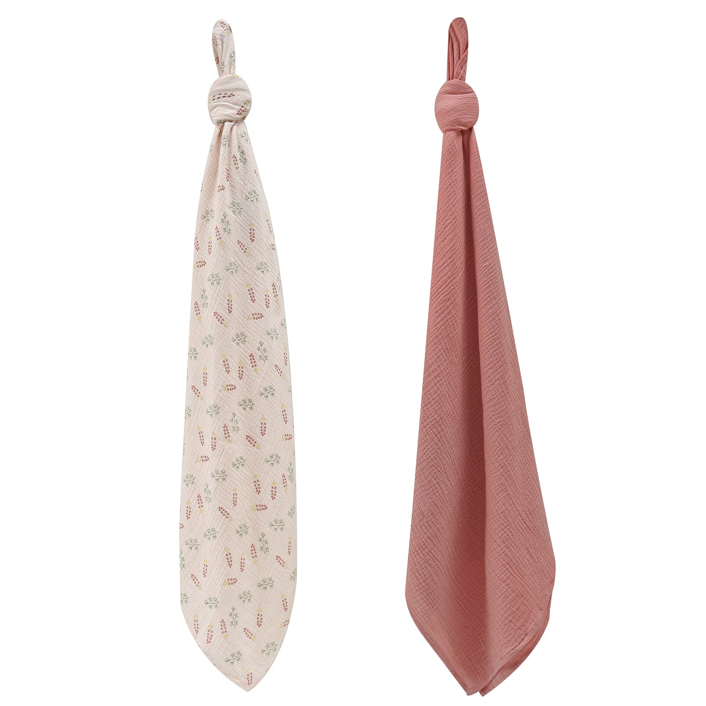 INFANCIE 2-Pc Organic Cotton Baby Muslin Blanket Gift Set (Dusty Rose / Bloom)