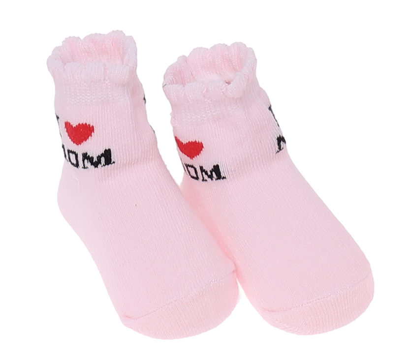 INFANCIE 6-Pk Newborn Baby Socks Set (0-6m, Pink, I Love Mommy)