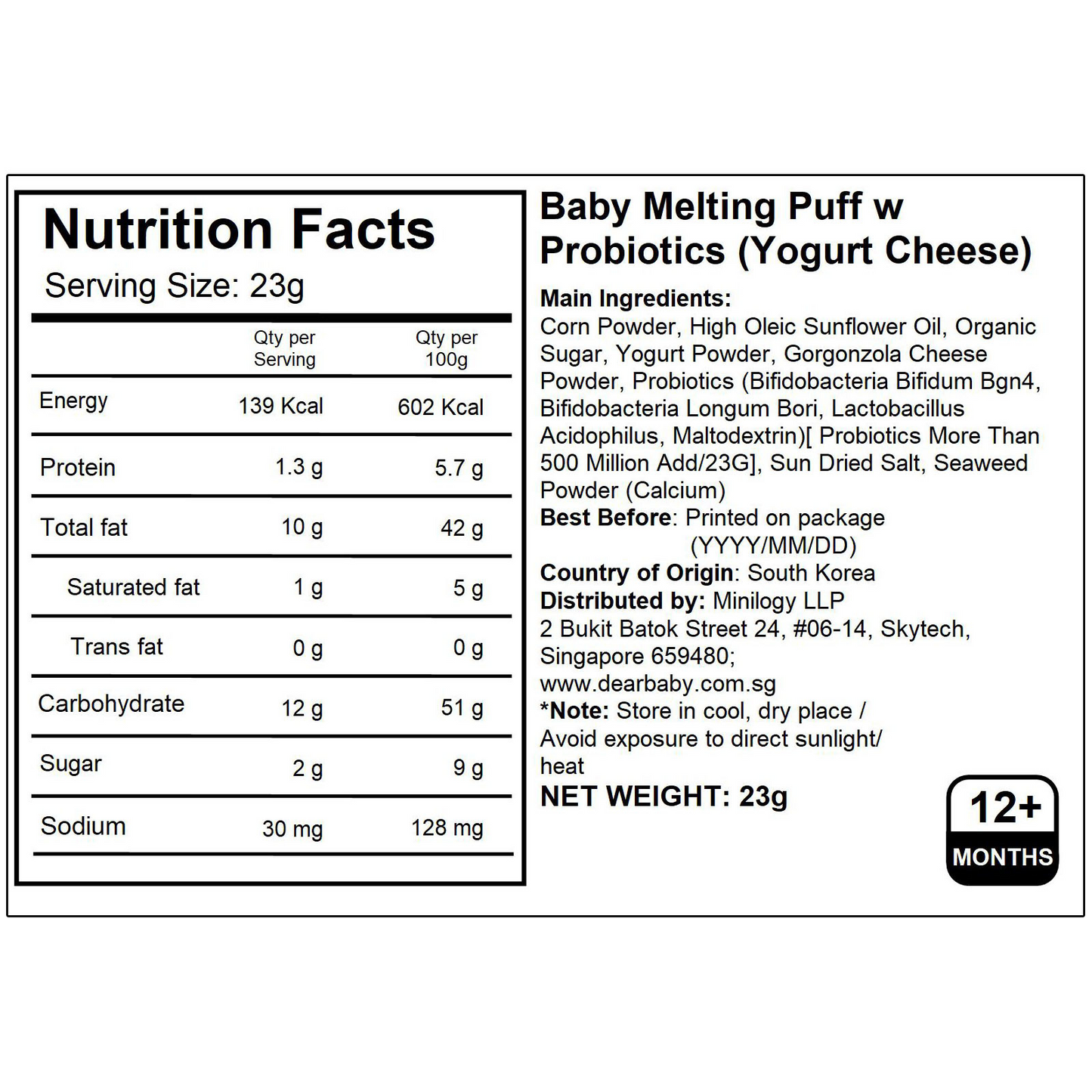 BeBecook - Baby Melting Puff w Probiotics (Yoghurt Cheese) 23g