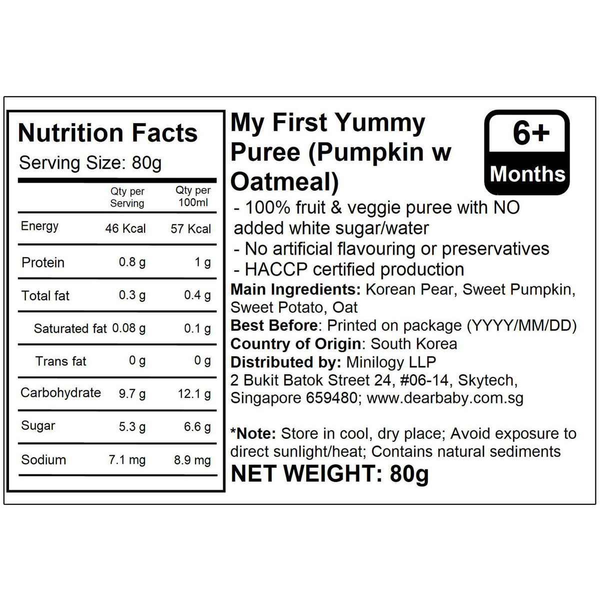 BeBecook - My First Yummy Puree (Pumpkin w Oatmeal) 80g