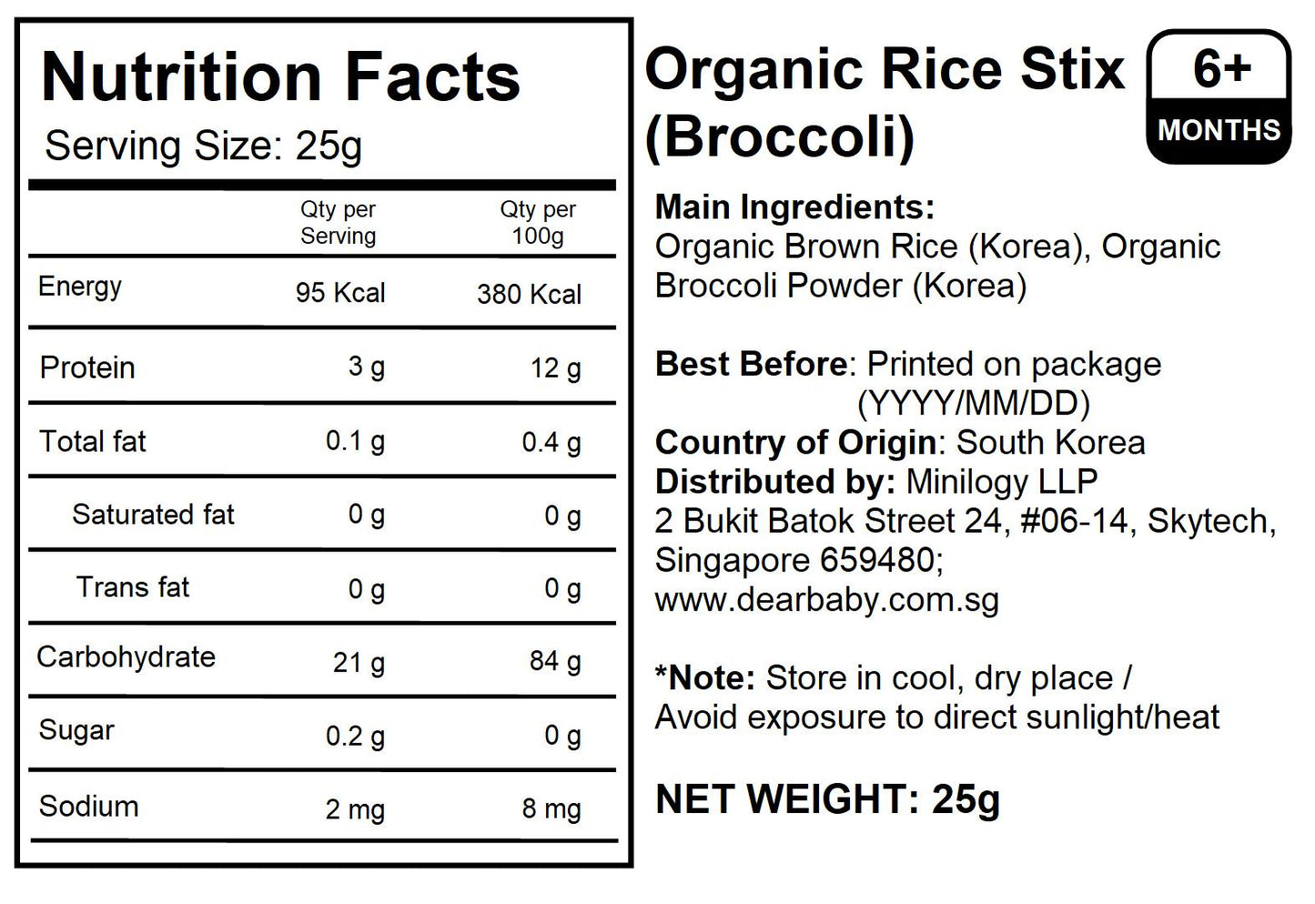 Alvins - Organic Rice Stix (Broccoli) 25g