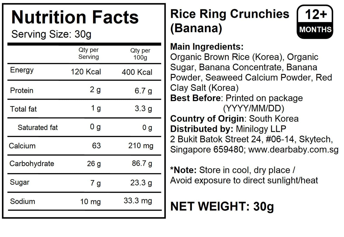 Alvins - Rice Ring Crunchies (Banana) 30g