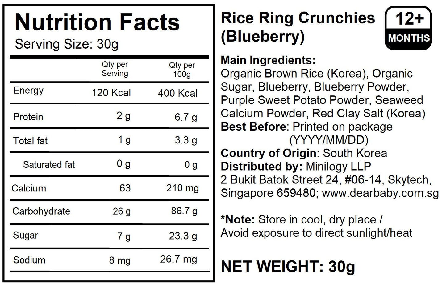 Alvins - Rice Ring Crunchies (Blueberry) 30g