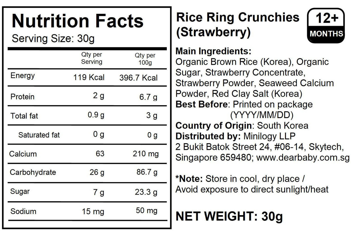 Alvins - Rice Ring Crunchies (Strawberry) 30g