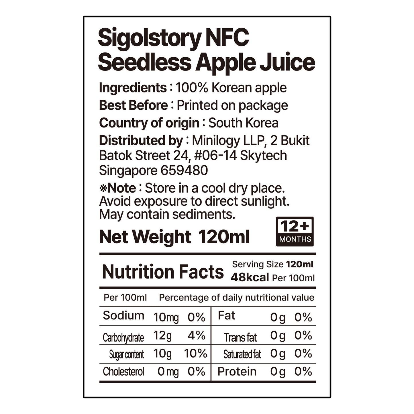 Sigolstory - 20-Pk NFC Seedless Apple Juice for Kids 120ml