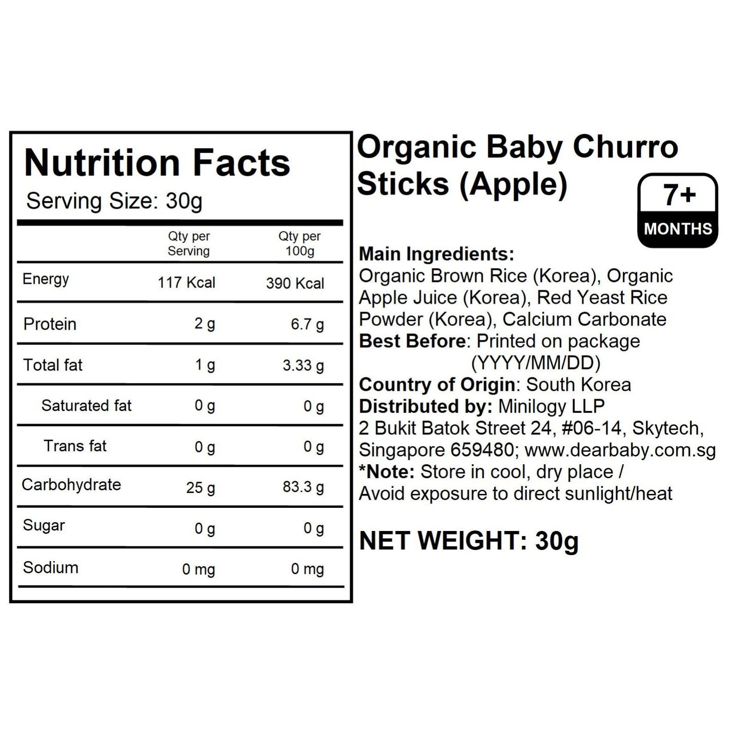 Alvins - Organic Baby Churro Sticks (Apple) 30g