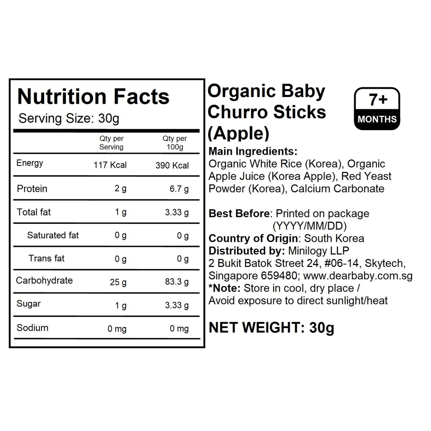 Alvins - Organic Baby Churro Sticks (Apple) 30g