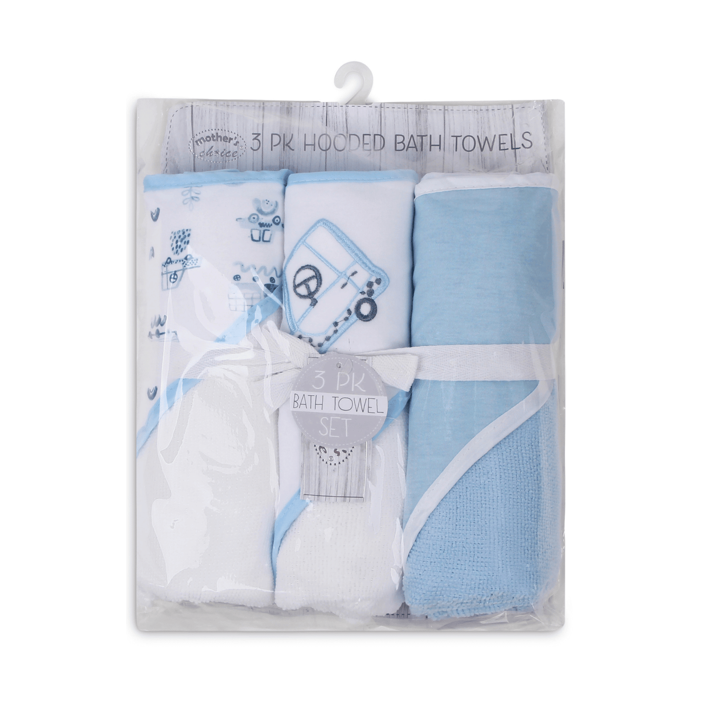 MOTHER'S CHOICE 3-Pc Baby Hooded Towel Set (Little Builder)