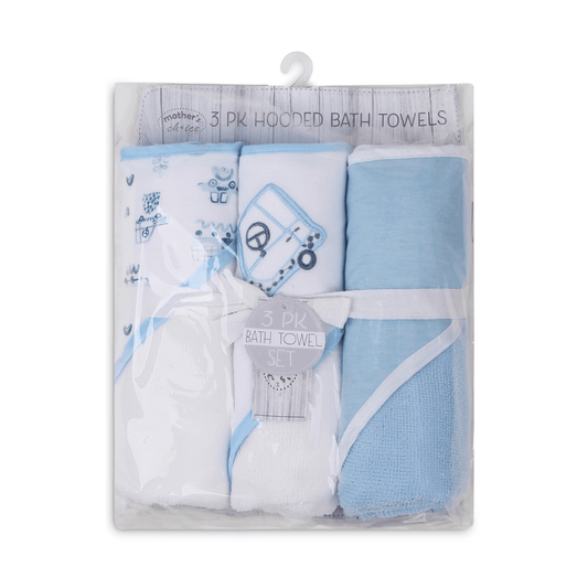 MOTHER'S CHOICE 3-Pc Baby Hooded Towel Set (Little Builder)
