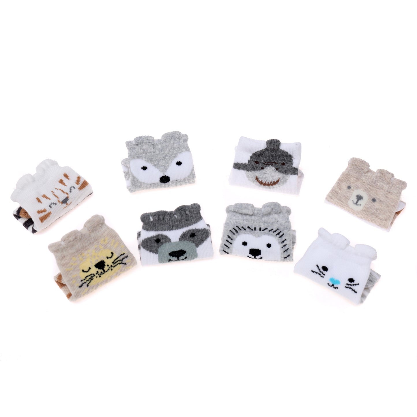 Infancie 8-Pk Anti-Slip Baby Socks (Cute Animals , 0-6m)