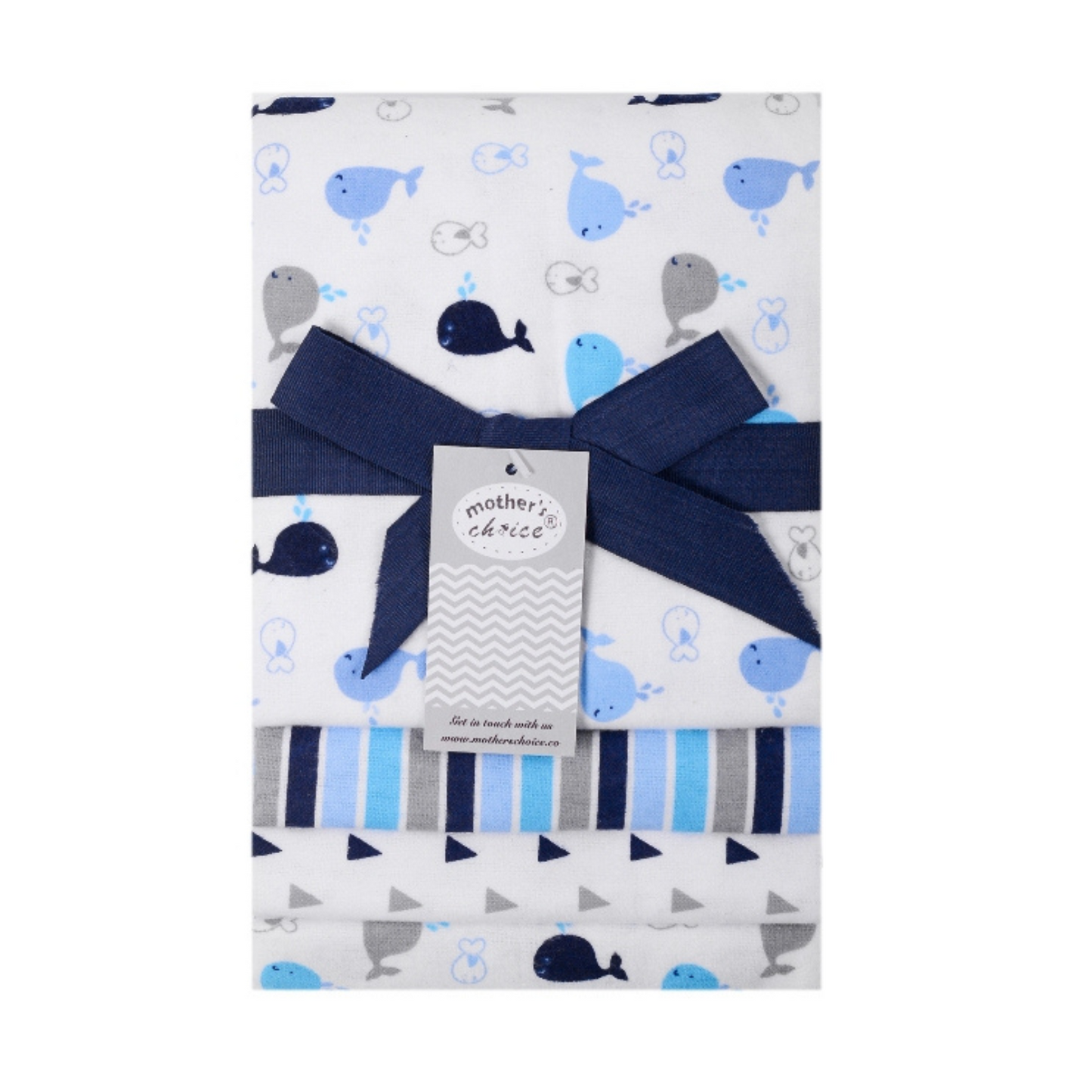 MOTHER'S CHOICE Infant / Baby 100% Pure Cotton Flannel Receiver/Wrap (Blue Whale)