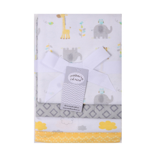 MOTHER'S CHOICE Infant / Baby 100% Pure Cotton Flannel Receiver/Wrap  (Yellow Animals )