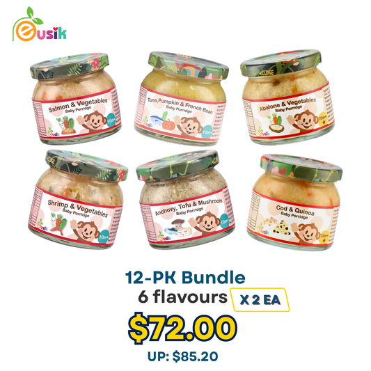 Eusik - 12-Pk Baby Rice Porridge Bundle - 10 Mths+ (Assorted w premium)