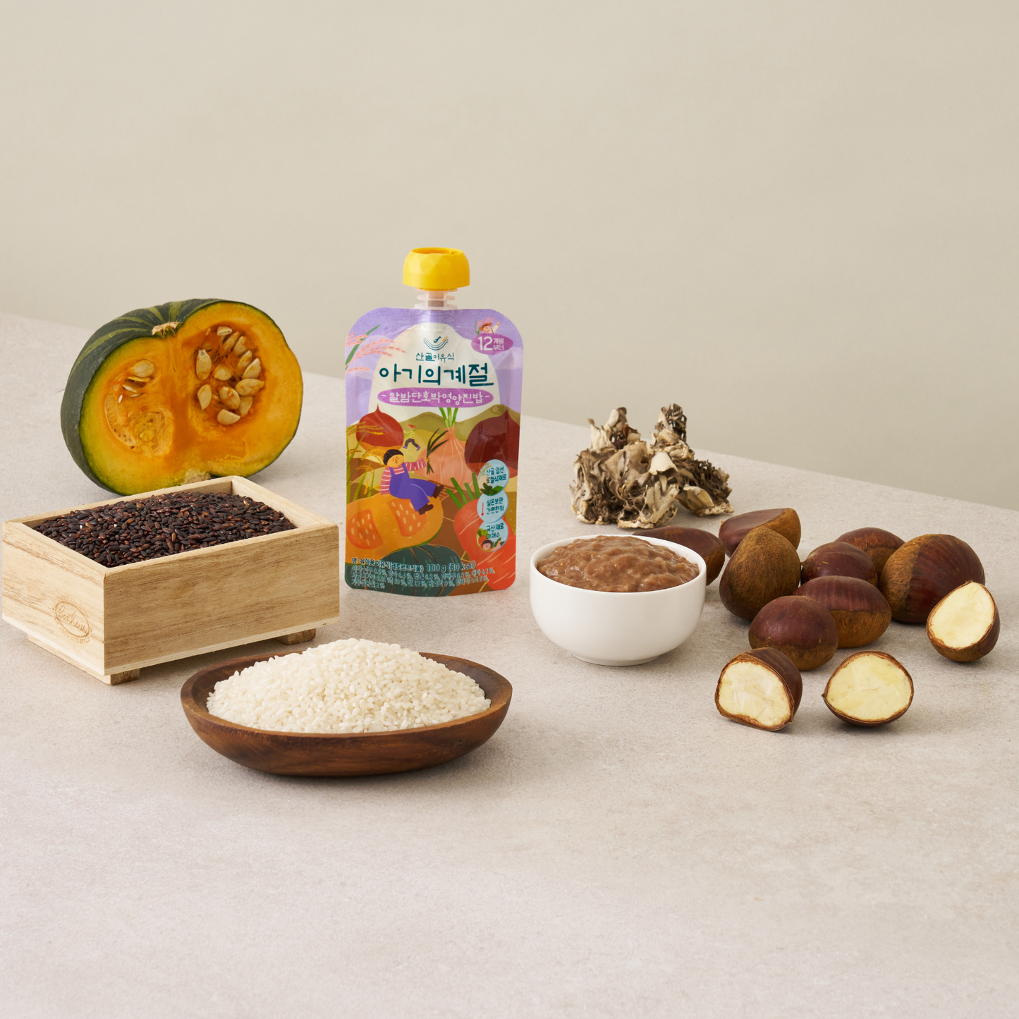 Ecomommeal - Baby Porridge Pouch (Chestnut & Pumpkin) 100g, 12m+