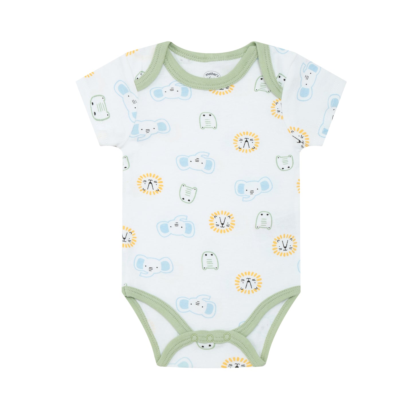 MOTHER'S CHOICE 3-Pc 100% Cotton Short-Sleeved Baby Bodysuit (Green, Lion, Mommy's Mane Man)