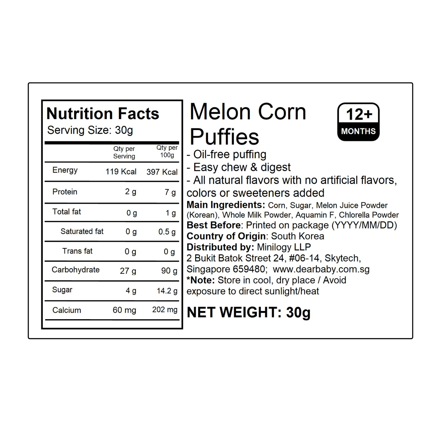 BeBecook - Melon Corn Puffies 30g
