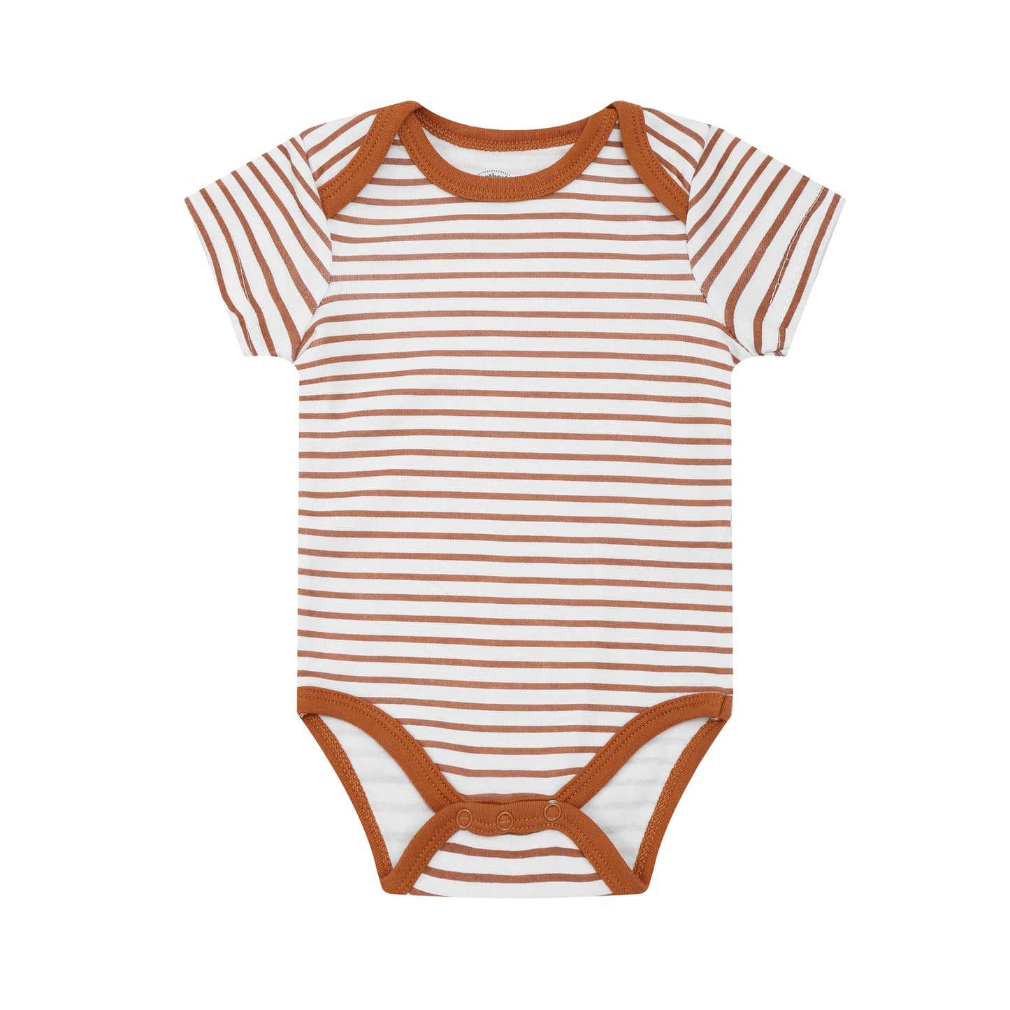 MOTHER'S CHOICE 3-Pc 100% Cotton Short-Sleeved Baby Bodysuit (White-Caramel, Bear,Here for the cuddles)