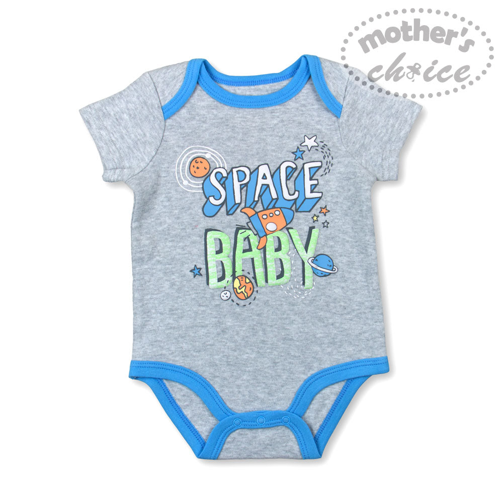 MOTHER'S CHOICE 5-Pc 100% Cotton Short-Sleeved Baby Bodysuit (Space)