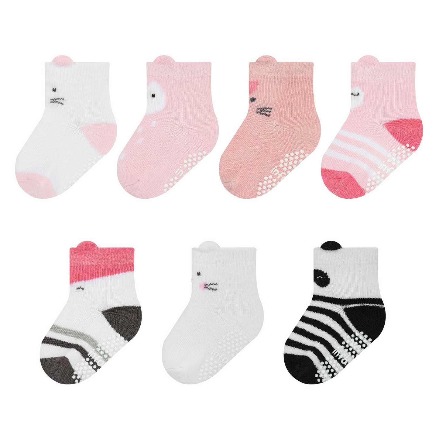 Infancie 7-Pk Anti-Slip Baby Socks Gift Box (Sweetheart Pals, 0-6m)