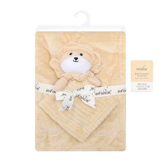 INFANCIE Blanket with Snuggle Toy (Buttery Cream Lion)