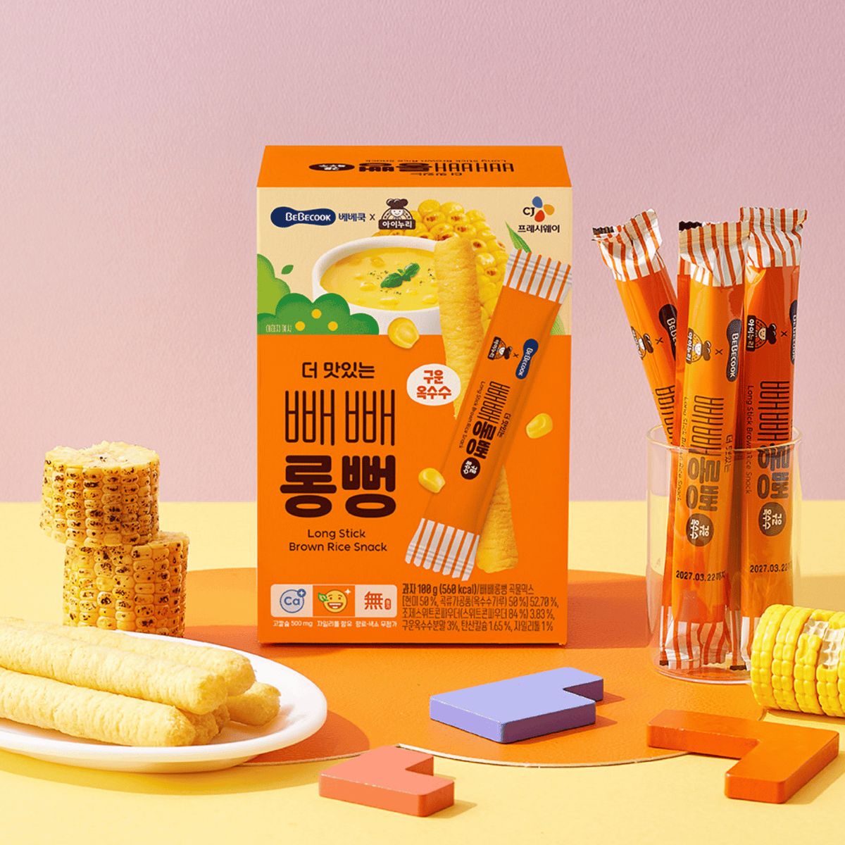 BeBecook - Jr's Jumbo Brown Rice Stick Mega Box (Sweet Corn) 20 x 5g