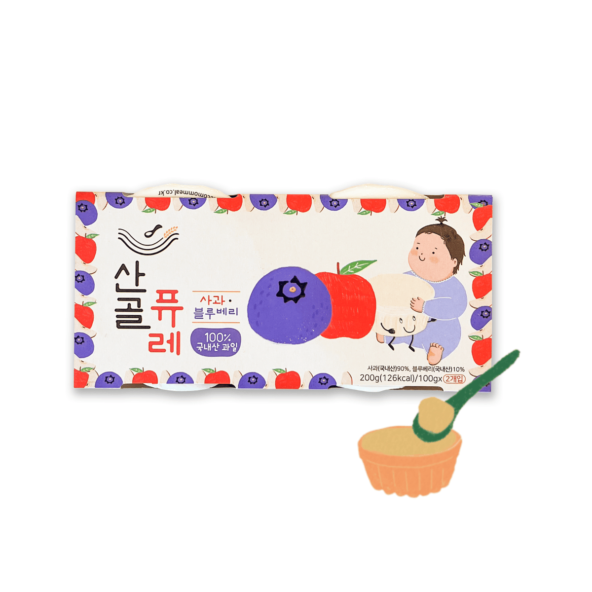 Ecomommeal - Real Fruit Puree (Apple & Blueberry) 100g x 2