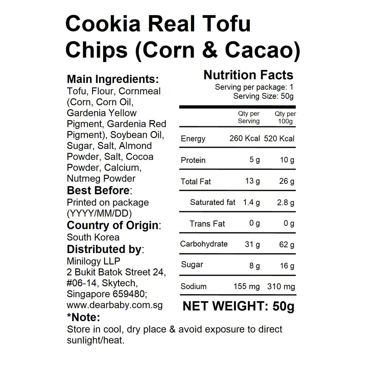 Cookia - Real Tofu Chips (Corn & Cacao) 50g