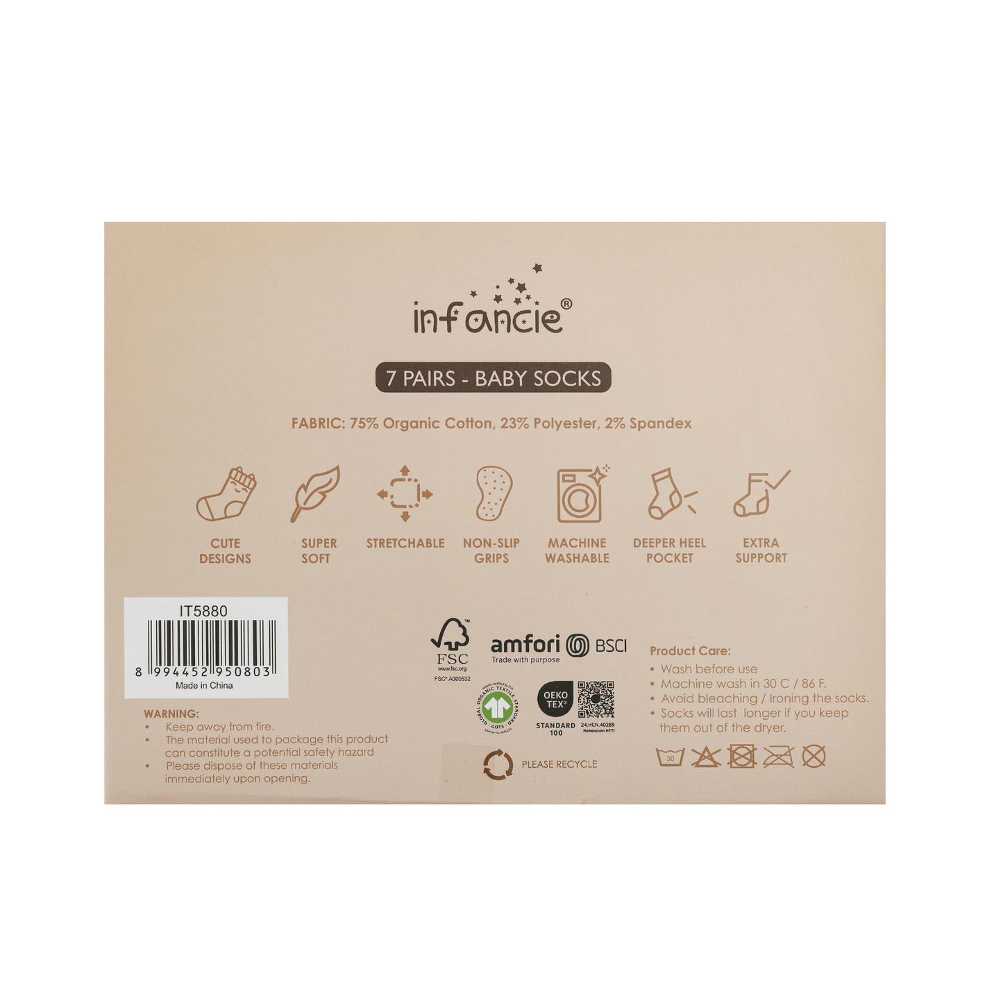 Infancie 7-Pk Anti-Slip Baby Socks Gift Box (Little Critters, 0-6m)