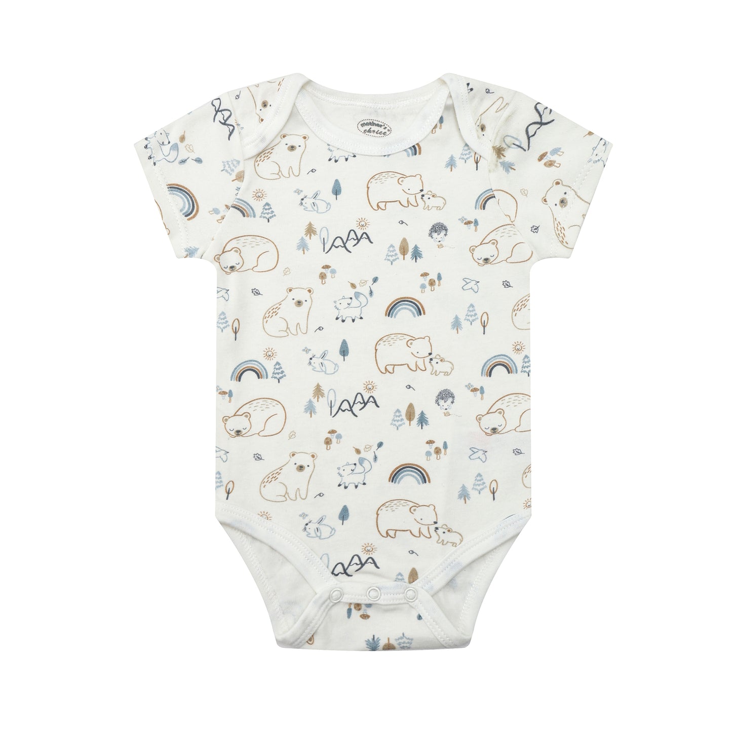 Mother's Choice 3-Pc 100% Cotton Short Sleeve Bodysuits (Blue, Bear, Daddy knows I'm sooo cute)