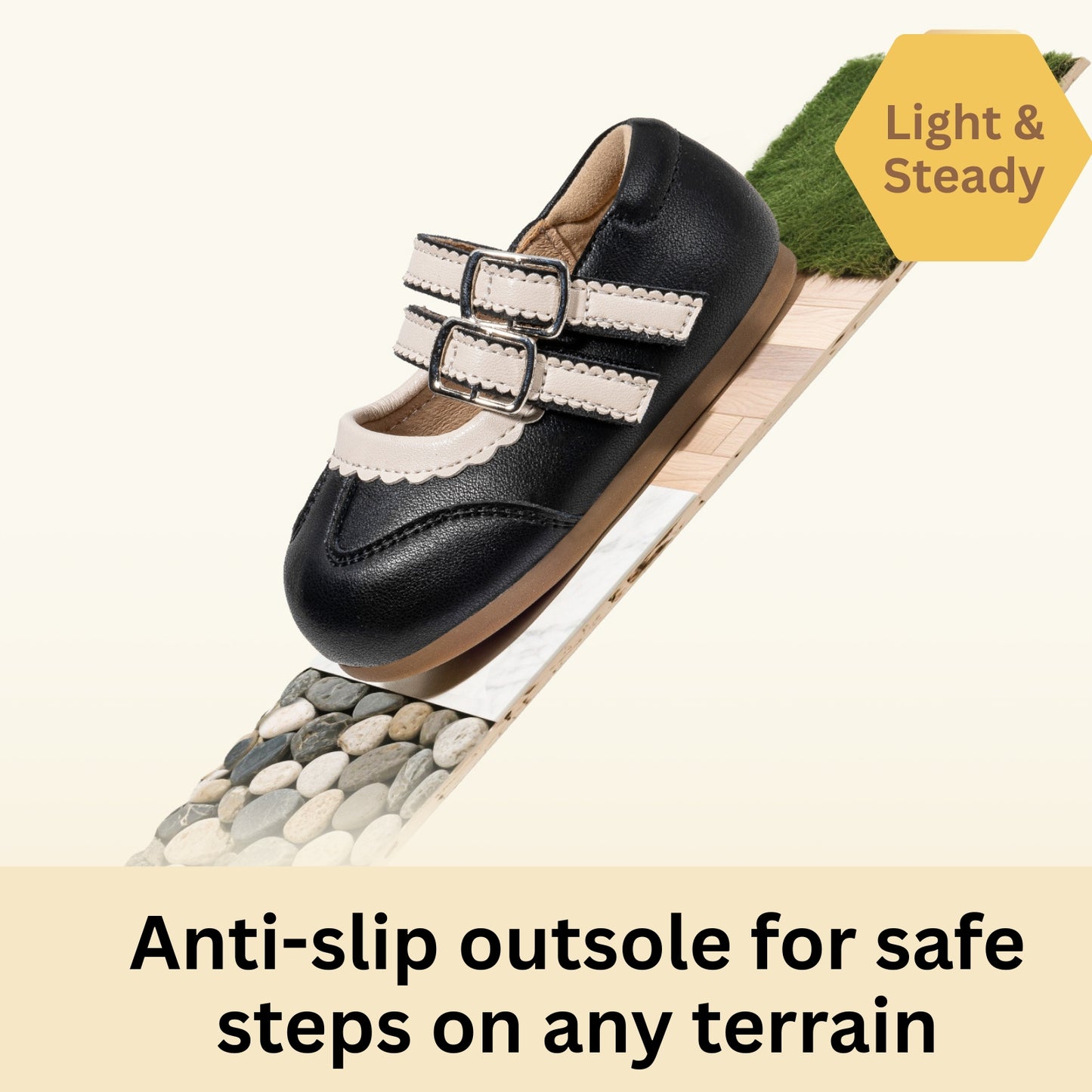 EBmini - E25C196 Twilight Duo-Strap Mary Janes (Black)