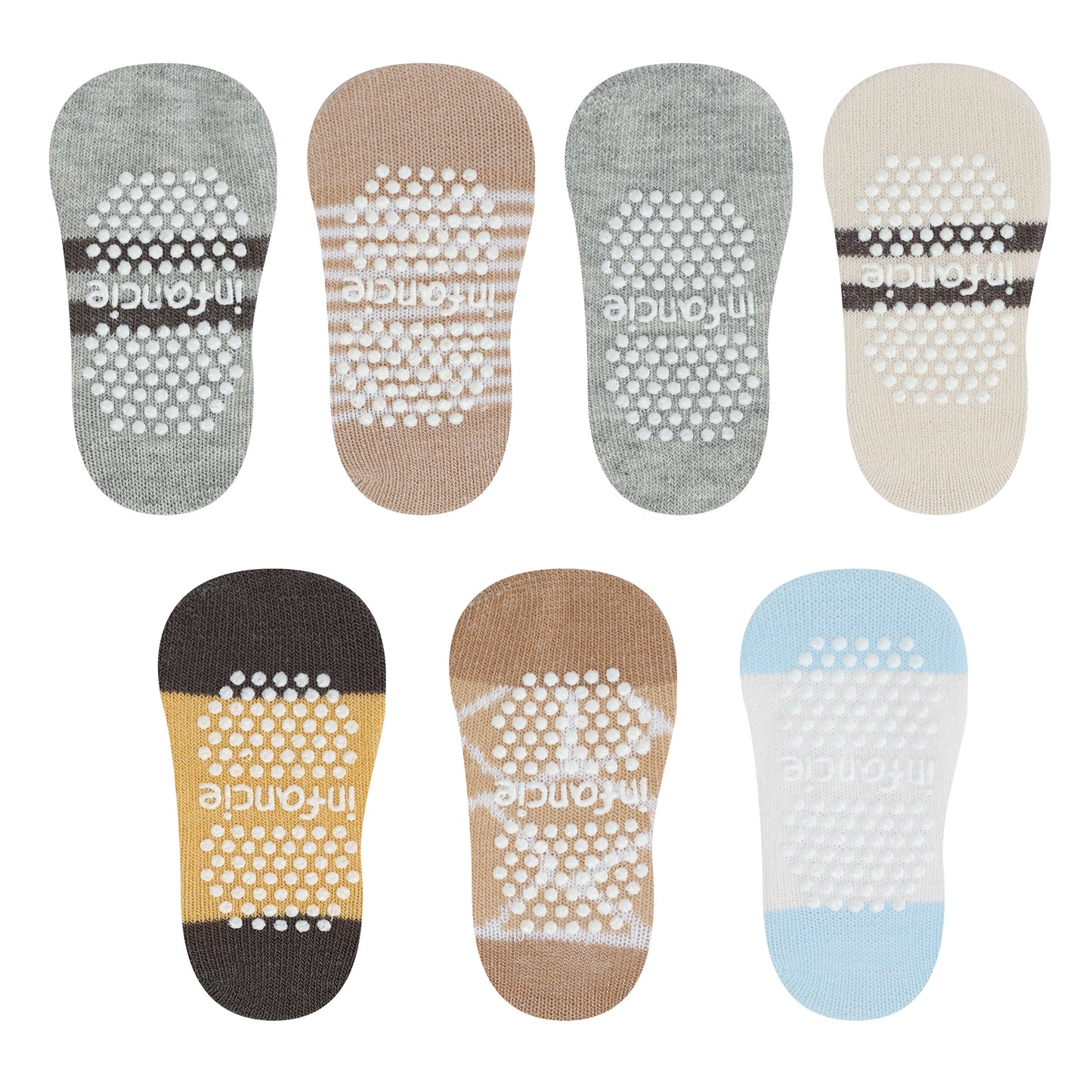 Infancie 7-Pk Anti-Slip Baby Socks Gift Box (Woodland Friends , 0-6m)