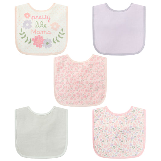 Infancie 5-Pc Cotton Drooler Bibs (Pretty Like Mama)