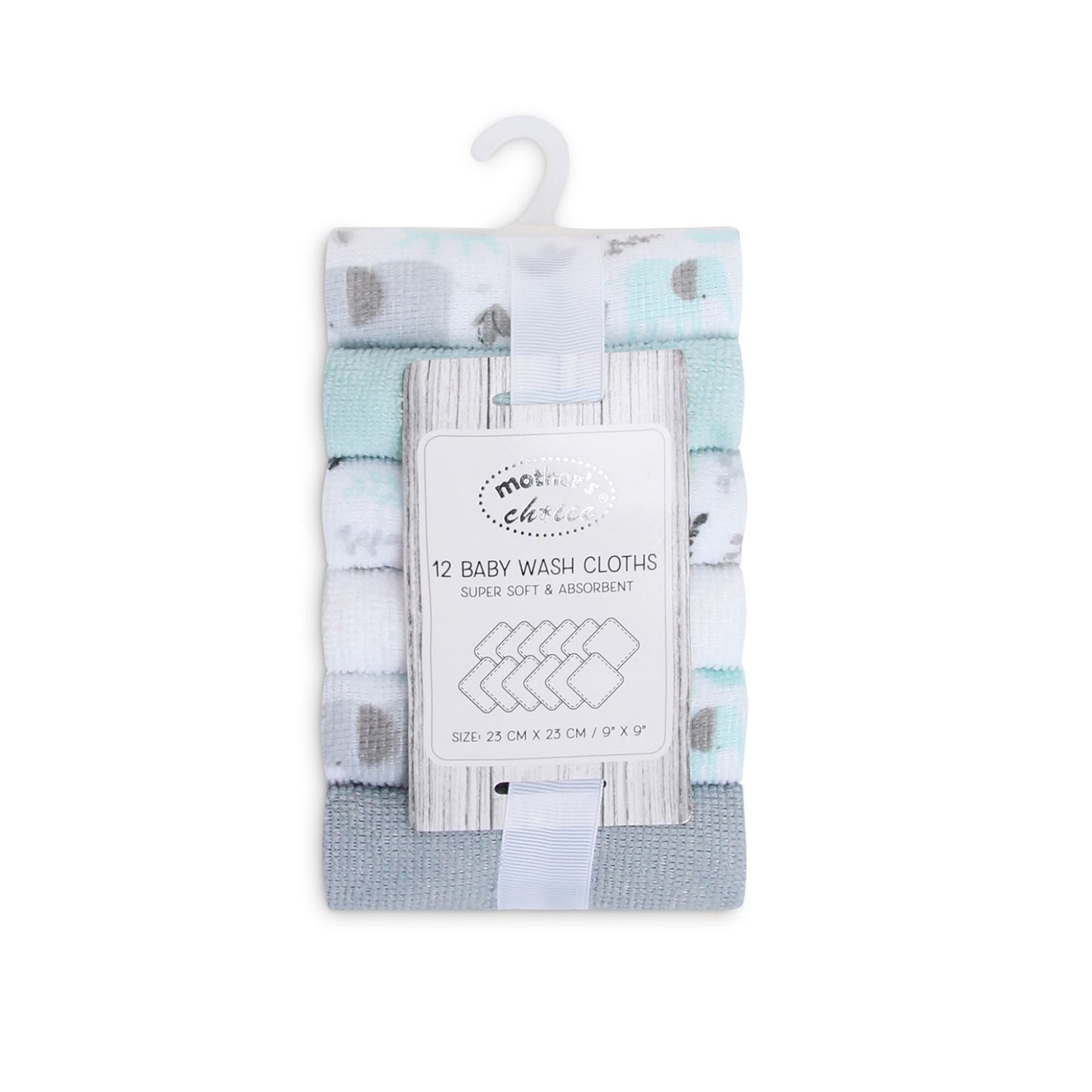 MOTHER'S CHOICE 12-Pc Wash Cloth (Mint Elly)
