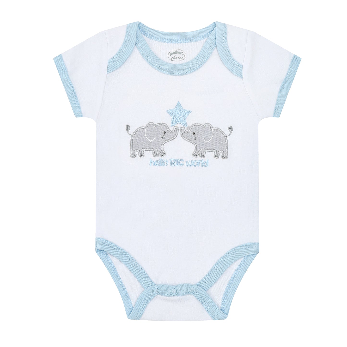 MOTHER'S CHOICE 5-Pc Baby Layette Set - Grower, Bodysuit, Bib, Hat & Mittens (Blue Elly)